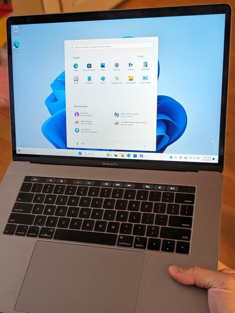 An Intel based MacBook Pro Fresh with Windows 11 23H2