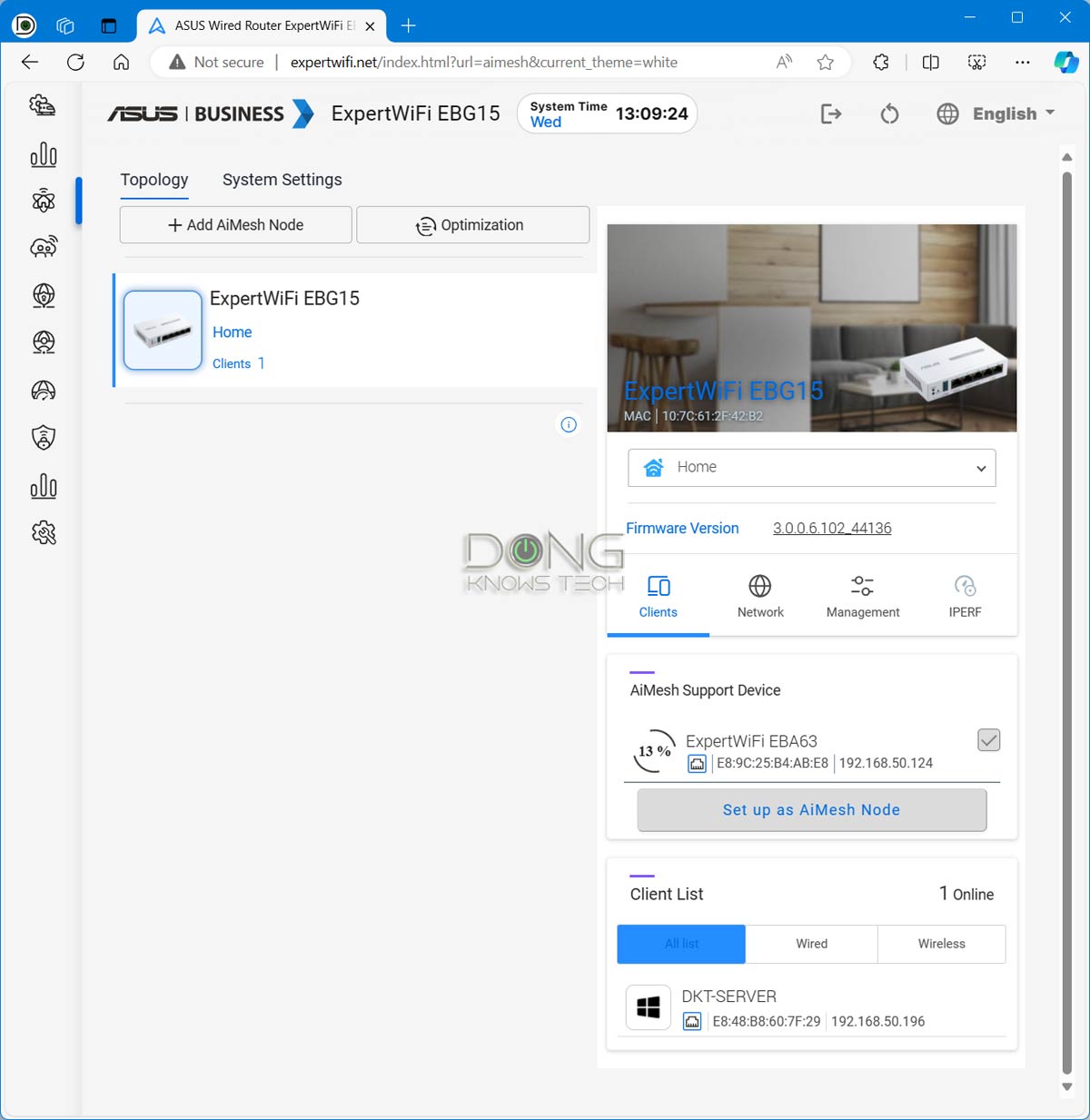 Asus ExpertWiFi EBG15 AiMesh Setup in progress