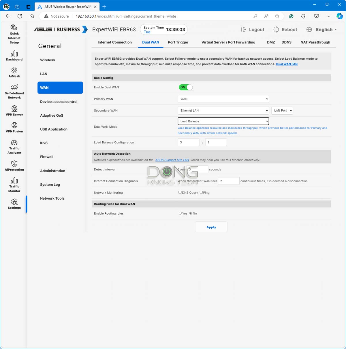 Asus ExpertWiFi EBR63 Dual WAN