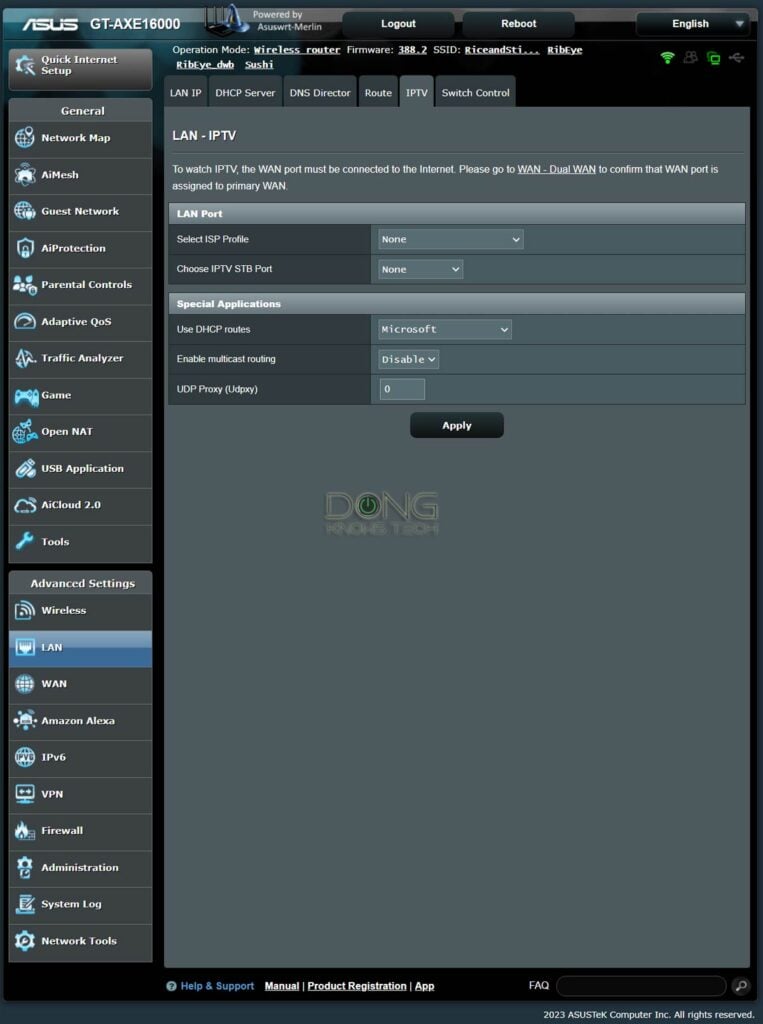 Asus router VLAN Tagging