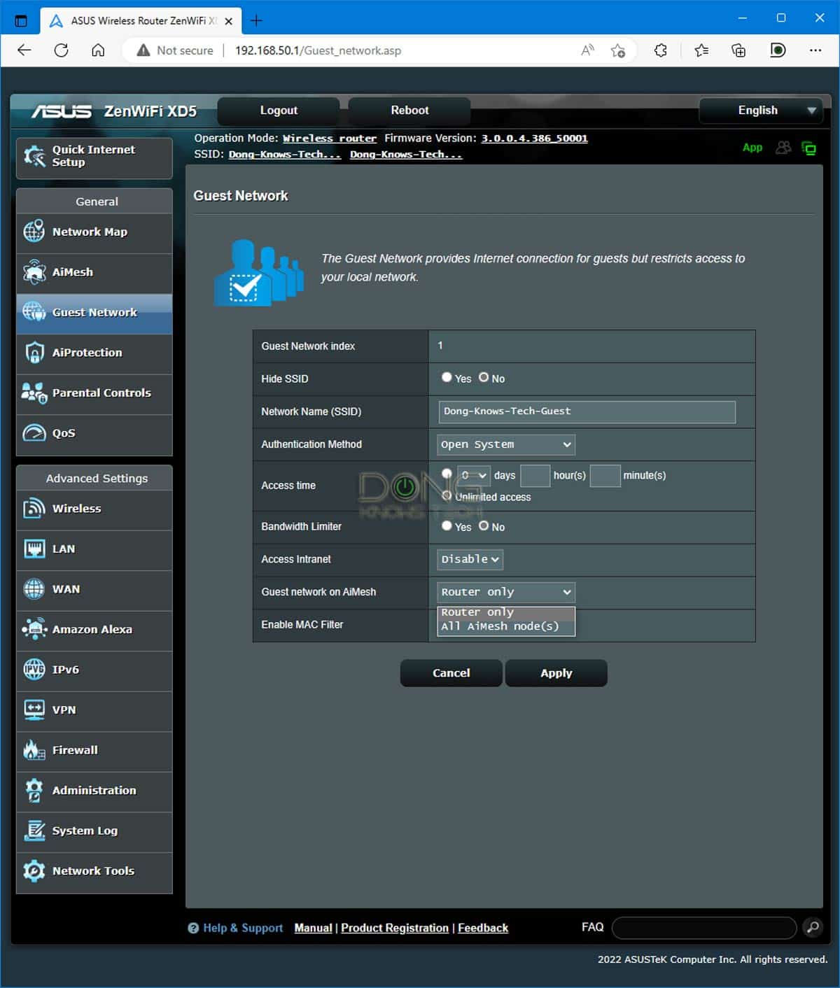 Asus ZenWifi XD5 Guest Network