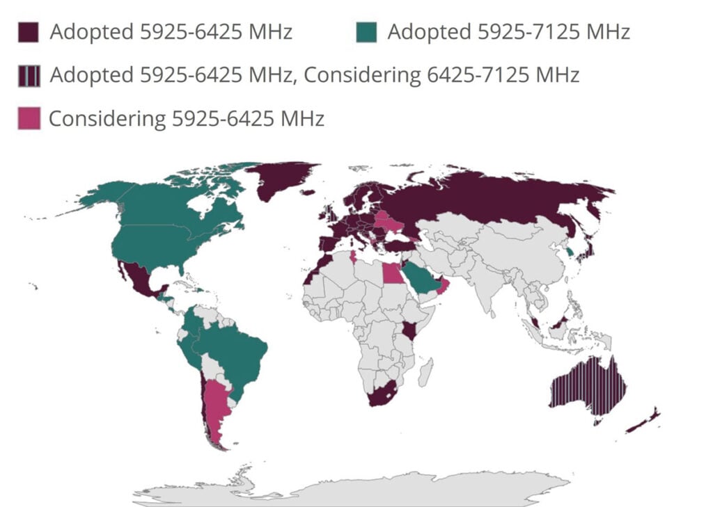 countries enabling wifi in 6ghz