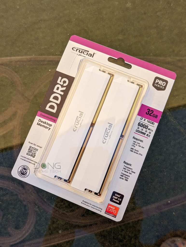 Crucial DDR5 Pro RAM White Package