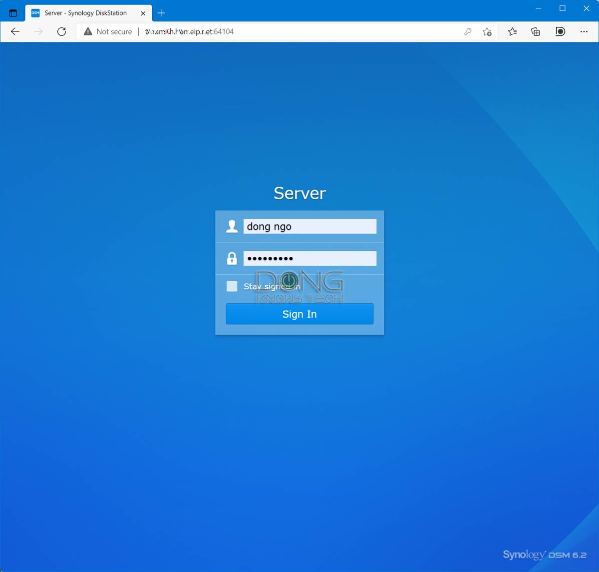 DSM 6 2 Log in Screen