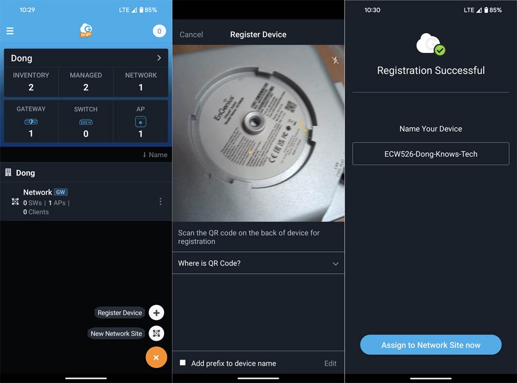 EnGenius ECW526 Cloud toGo app setup process