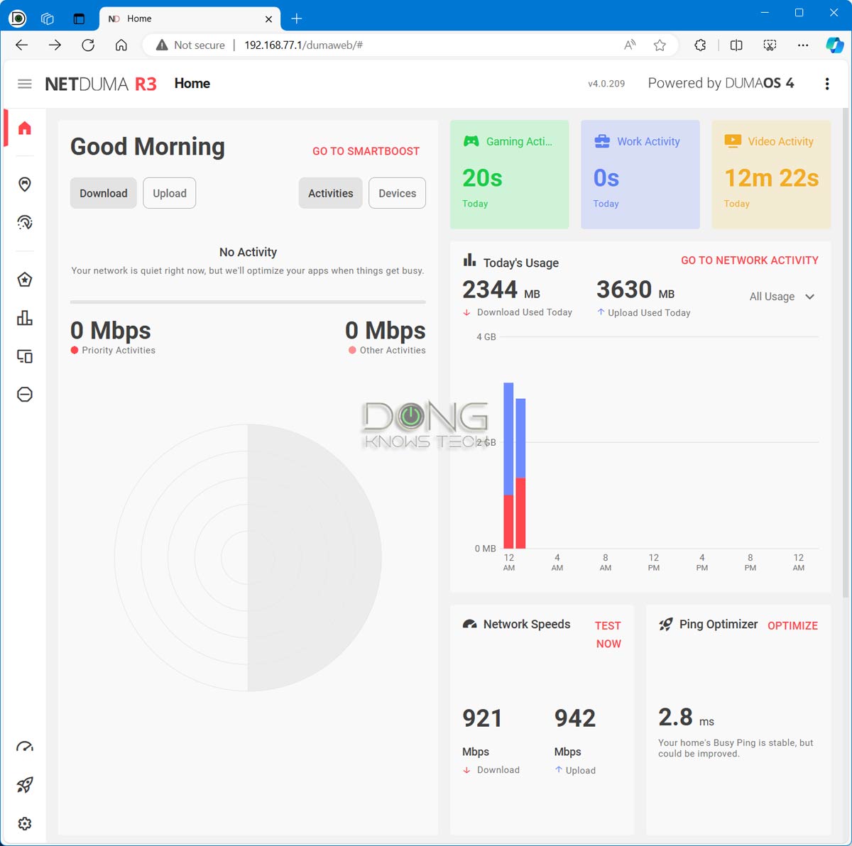 Netduma R3 Dashboard