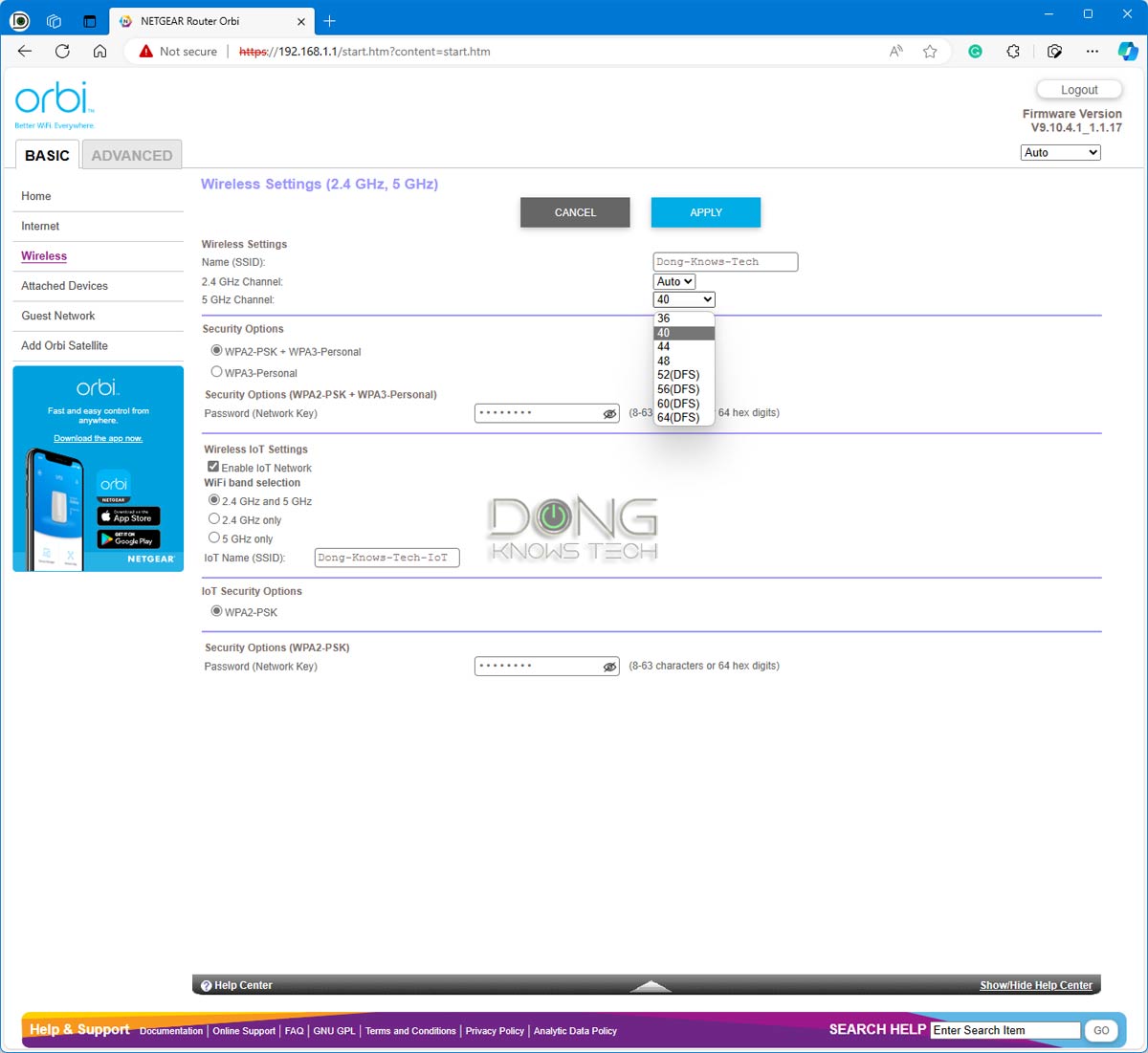 Netgear Orbi 970 Series Wi-Fi Settings Basic