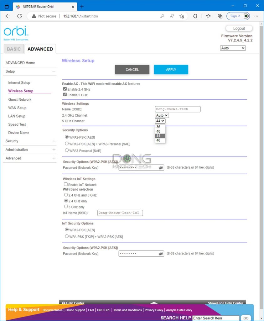 Netgear Orbi RBK860 Web user Interface