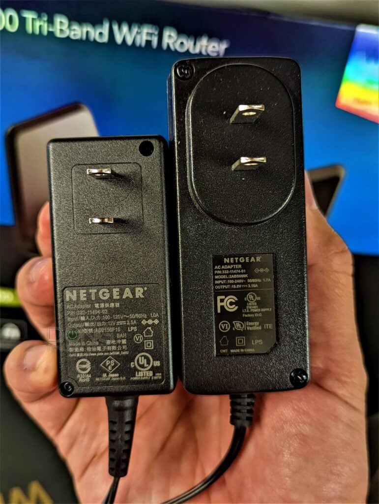 Netgear RAXE300 vs. RAXE500 Power Adapters