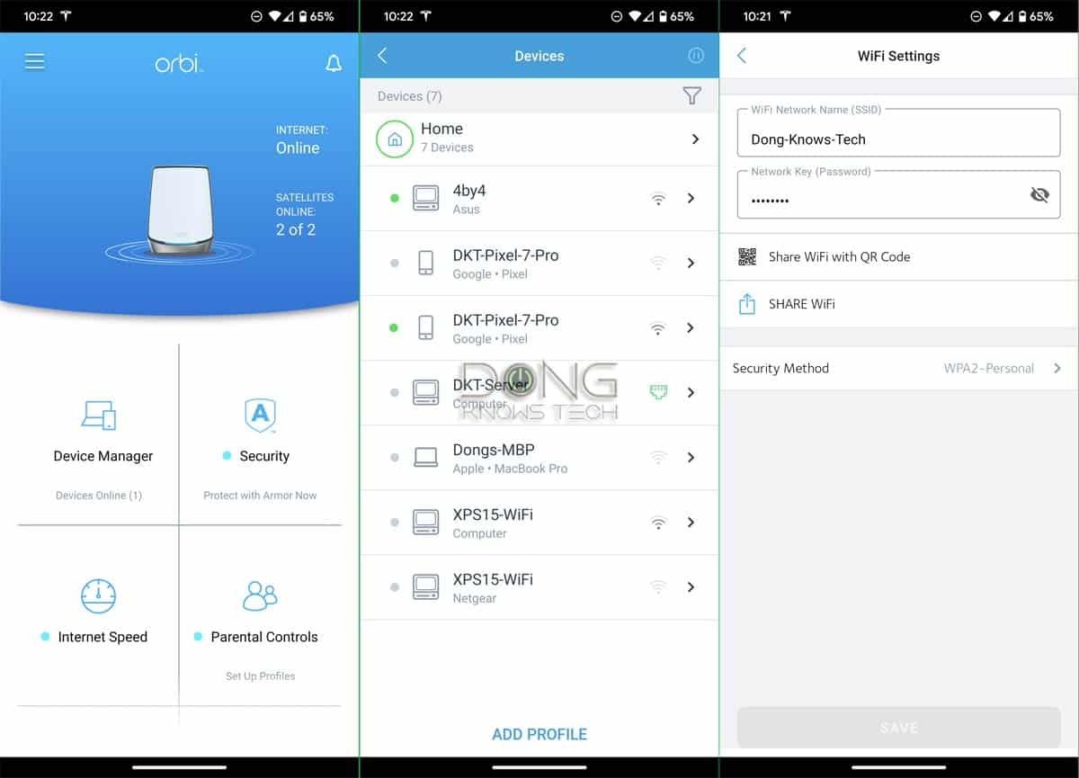 Orbi Mobile App RBK860 Series Settings