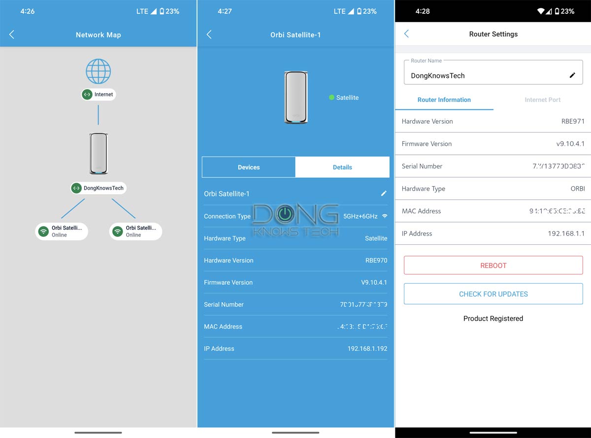 Orbi Mobile App Settings