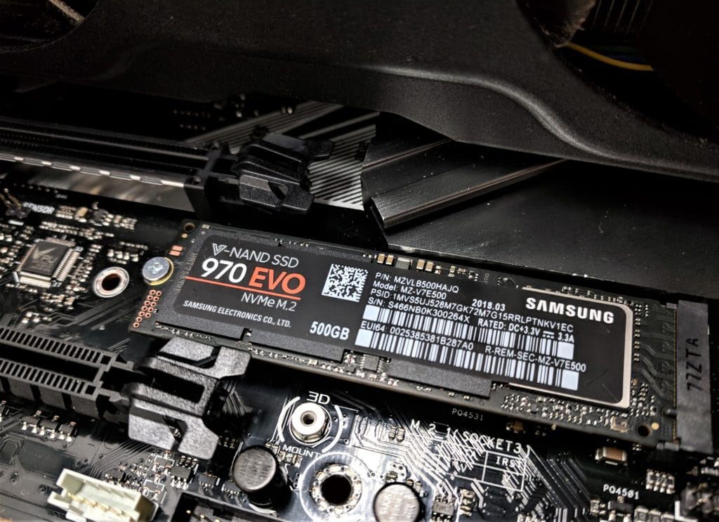 An NVMe SSD in its rightful place.