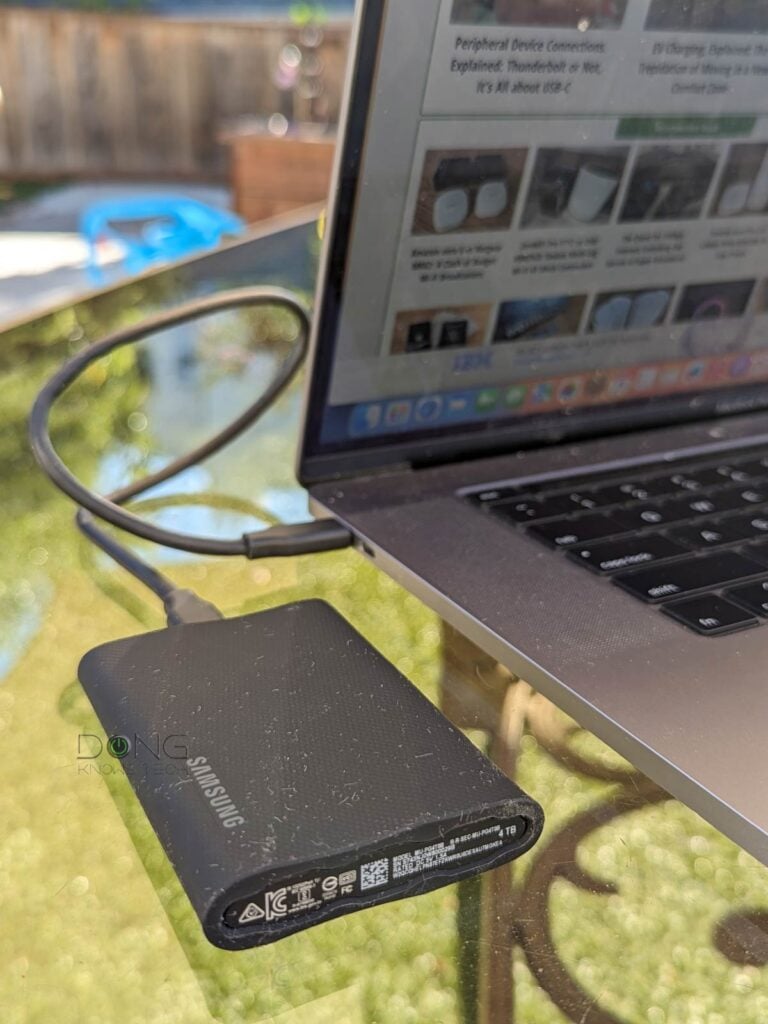 Samsung T9 Portable SSD connected to a Macbook