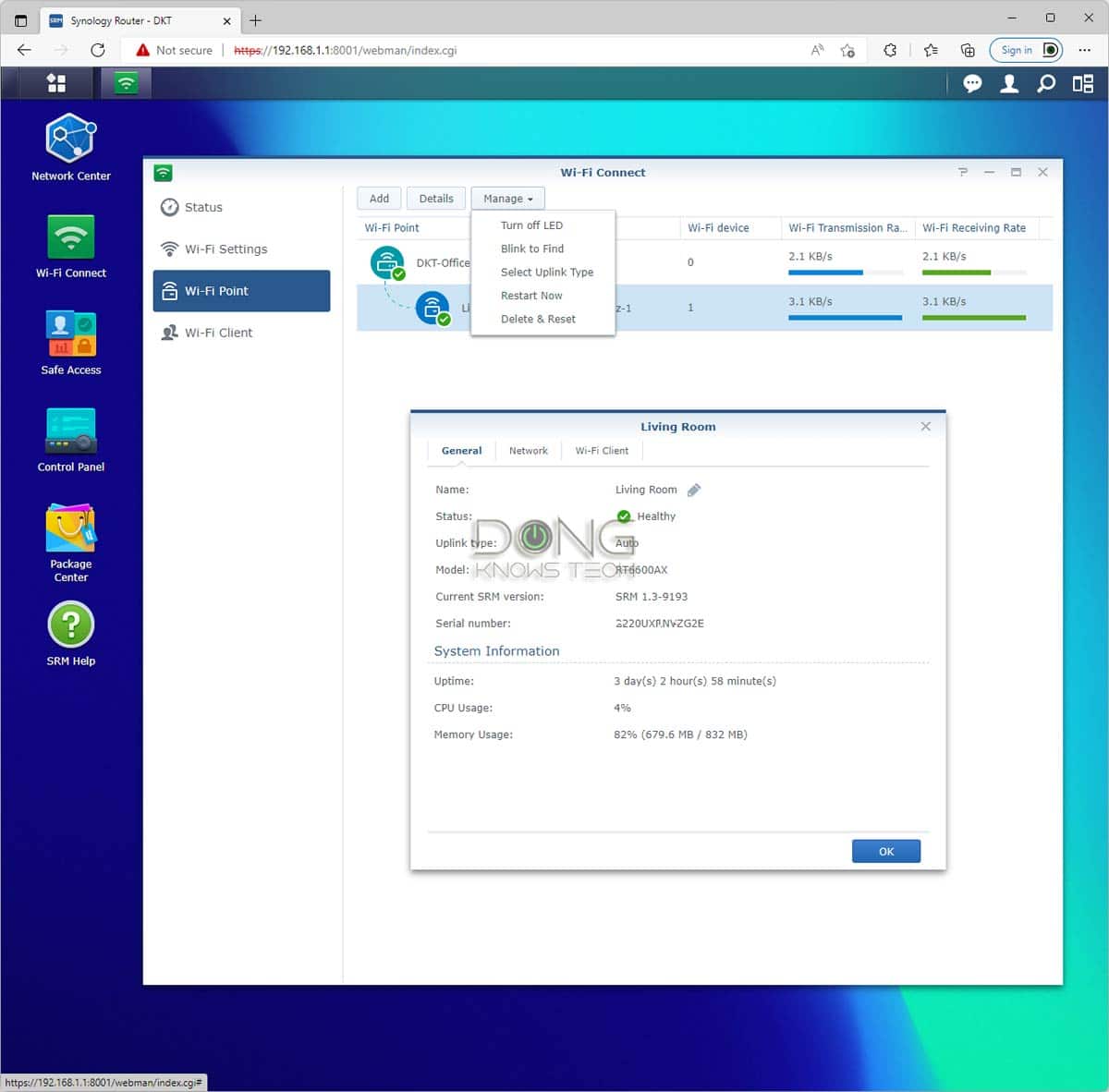 Synology Mesh SRM 1.3 Interface