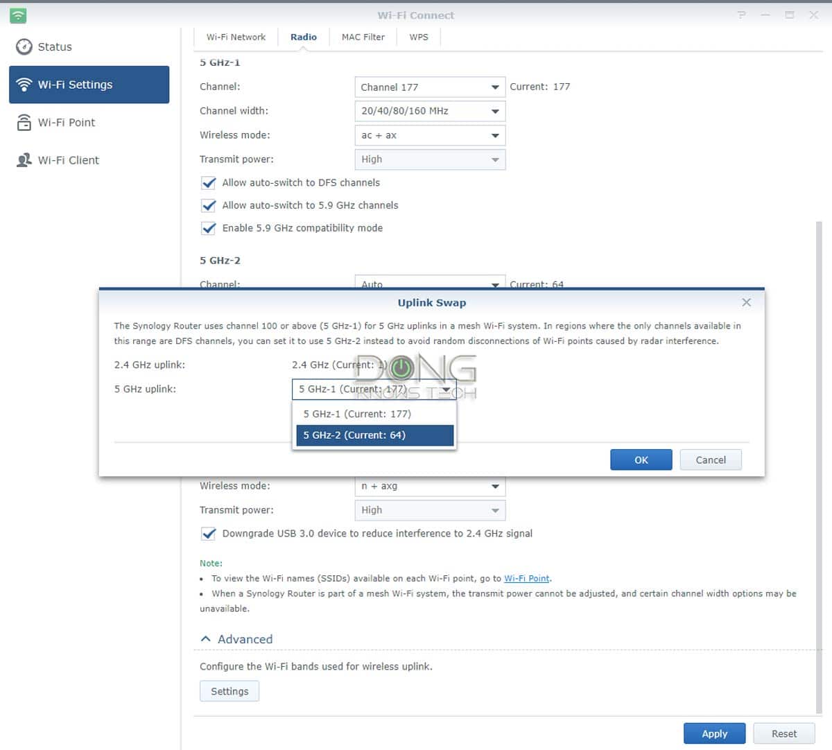 Synology RT6600ax Mesh Uplink Band