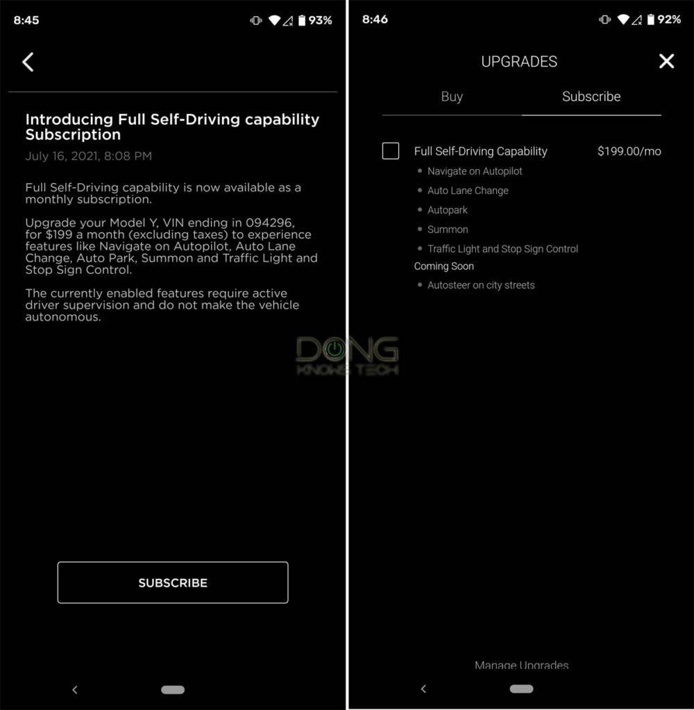 Tesla Full Self-Driving as Subscription