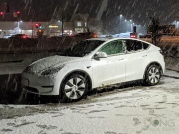 Tesla Model Y Snowing Day