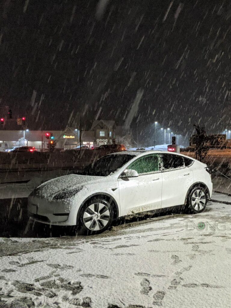 Tesla Model Y Snowy Weather