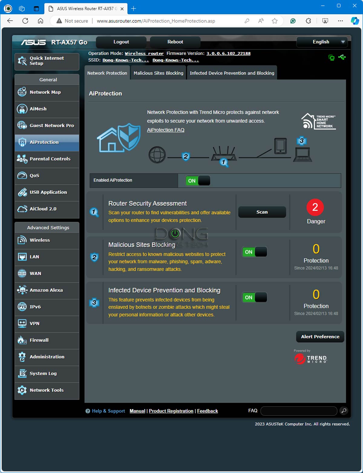 The Asus RT-AX57 Go AiProtection is not as robust as other standard router