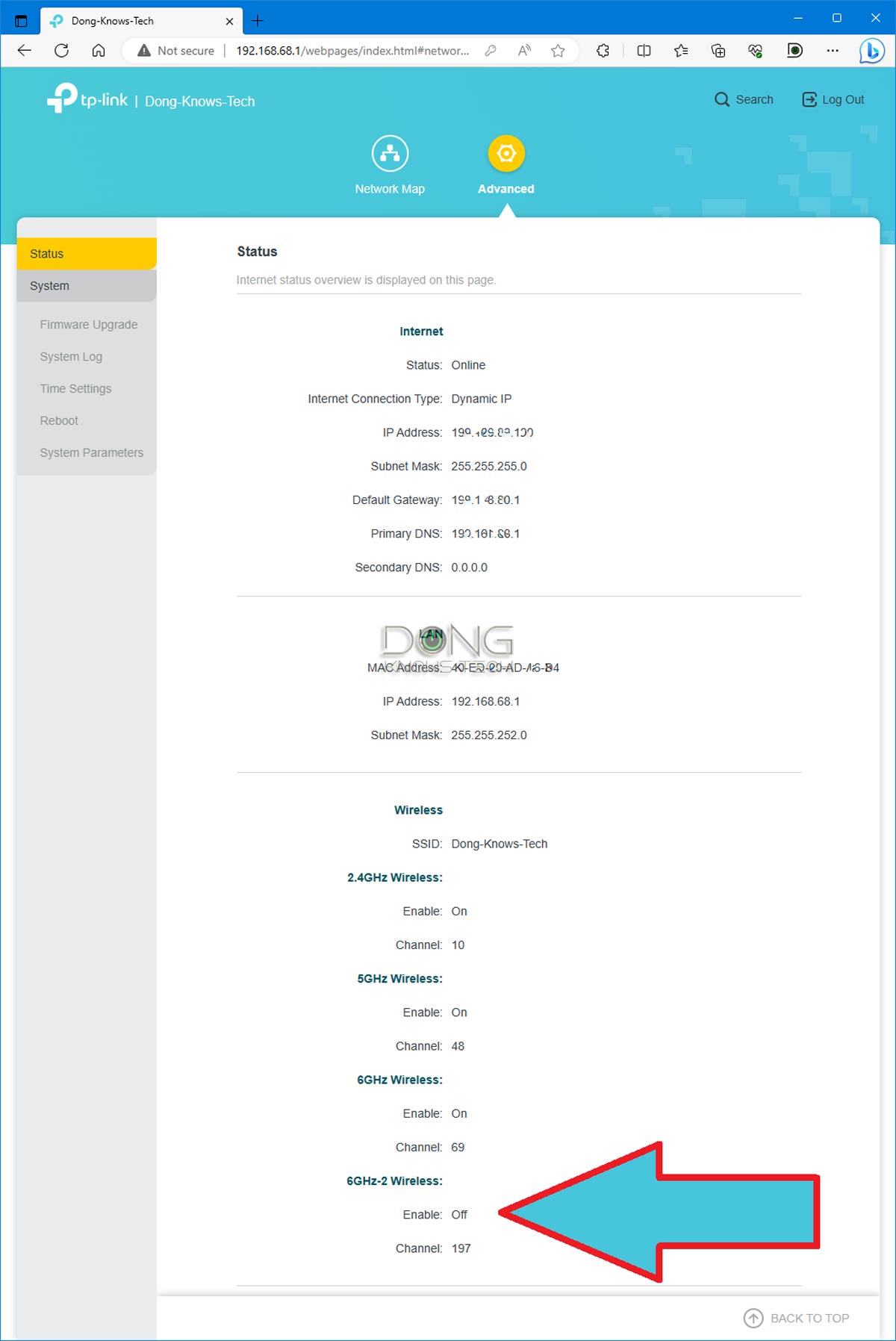 TP-Link Deco BE95 Web Interface 6GHz 2 disabled