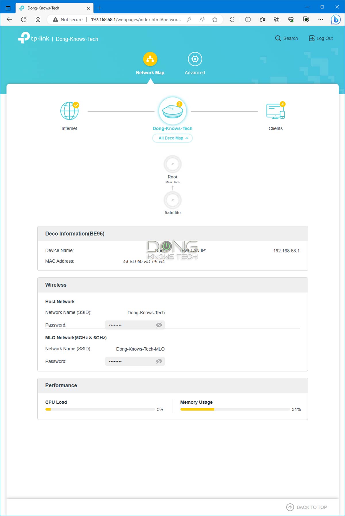 TP-Link Deco BE95 Web Interface Network Map All Clients