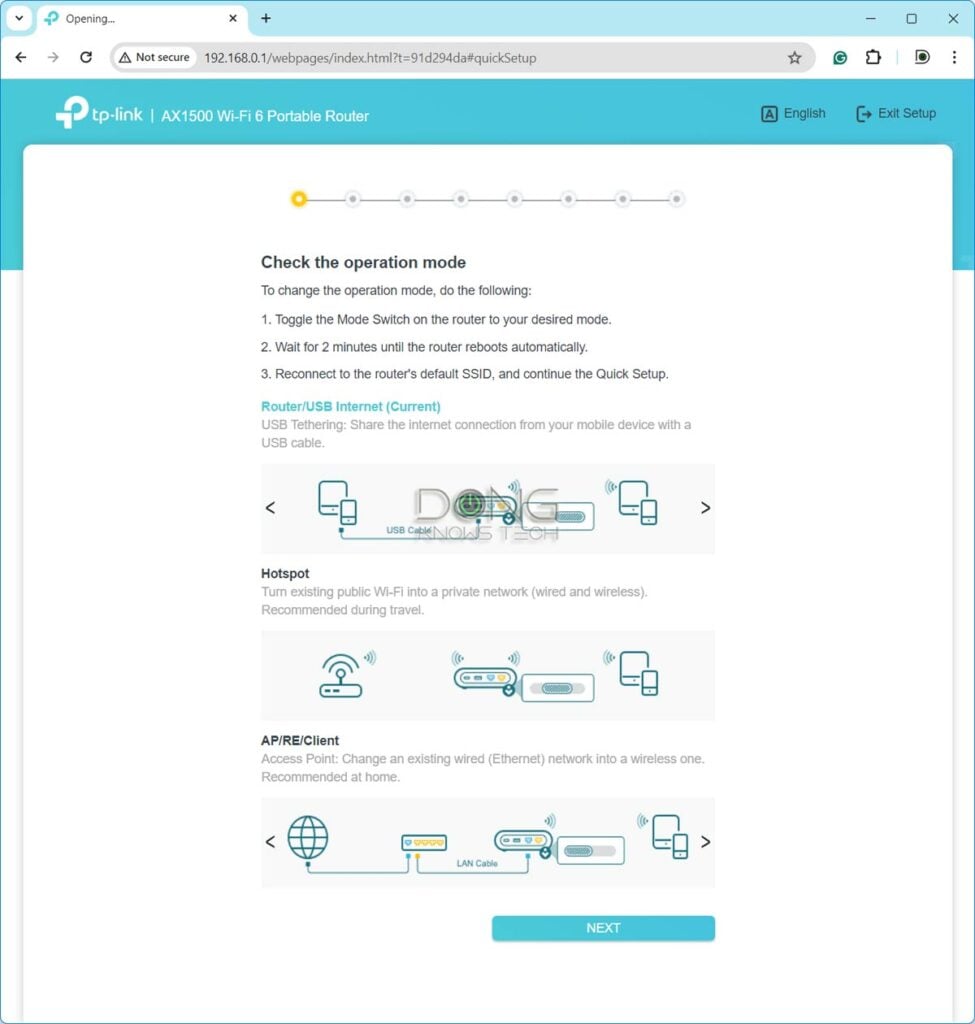 TP-Link TL WR1502x Operation Role Selection During Initial Setup