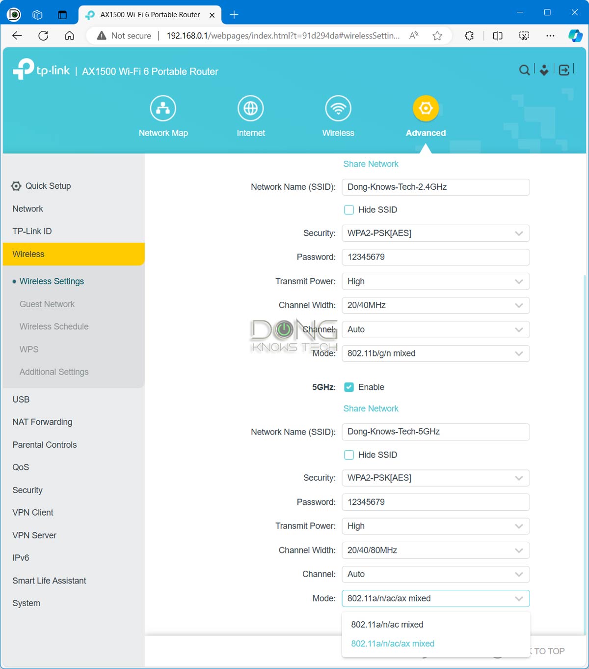 TP-Link TL WR1502x Wi-Fi Settings