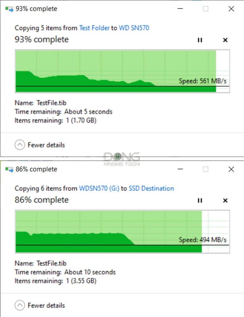 WD Blue SN570 NVMe SSD Copy Write Test