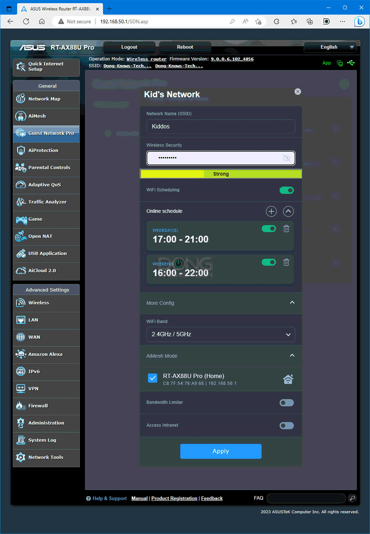 Asus RT-AX88U Guest Network Pro Kid Settings