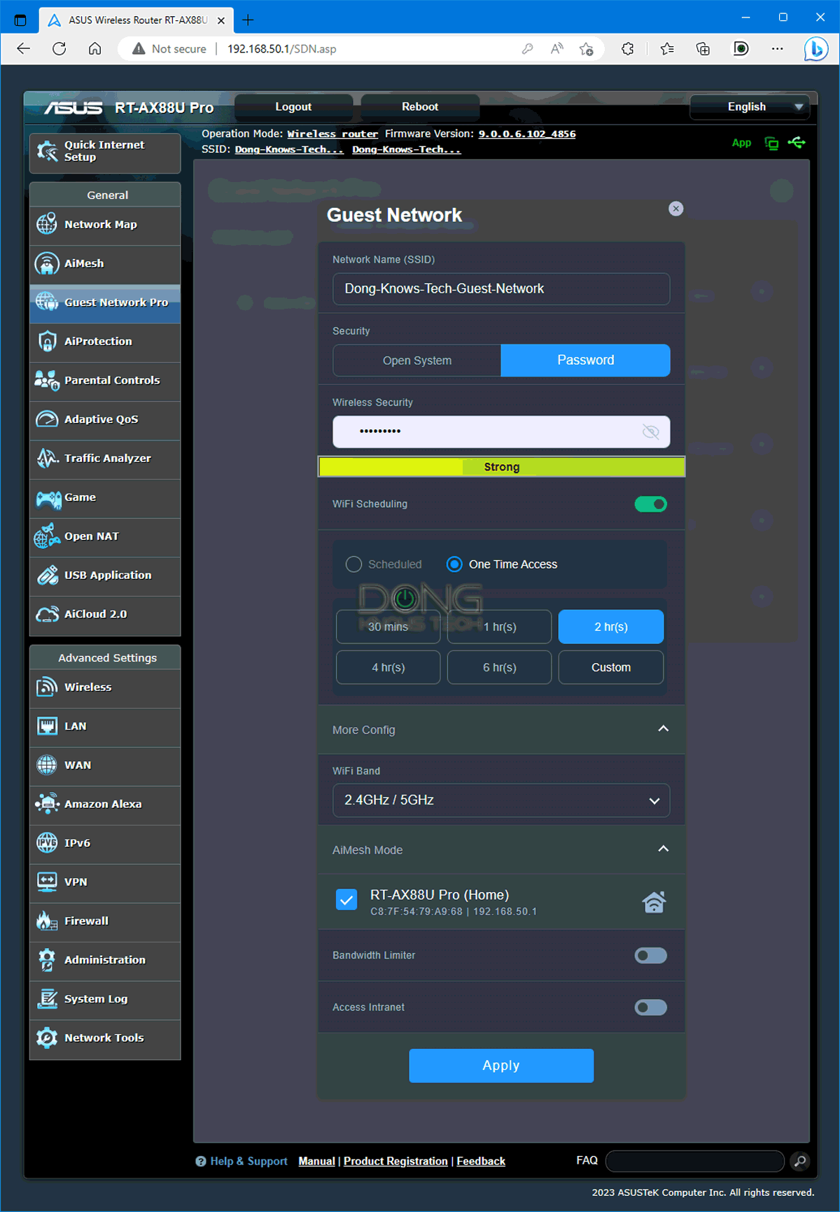 Asus RT-AX88U Guest Network Pro Settings