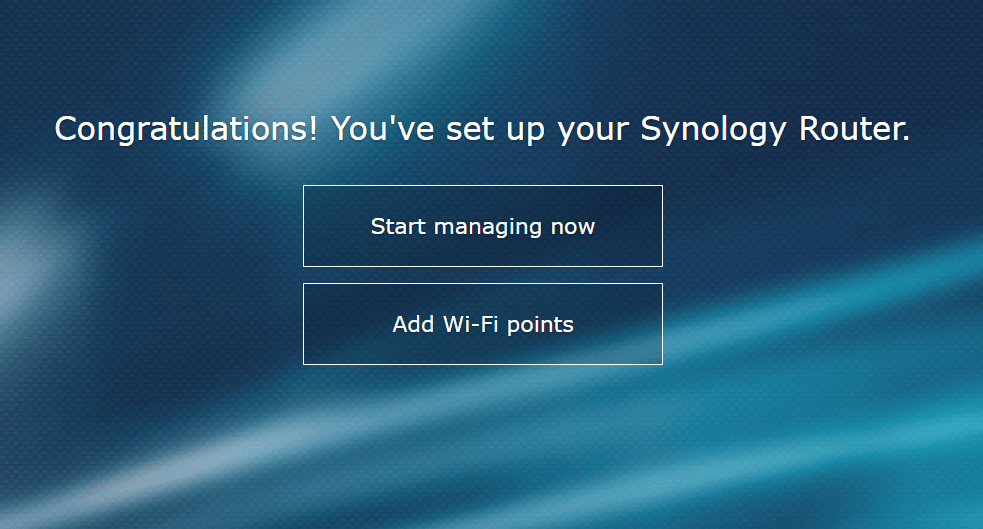 You have the option to add a Wi-Fi point at the end of the router's initial setup process.