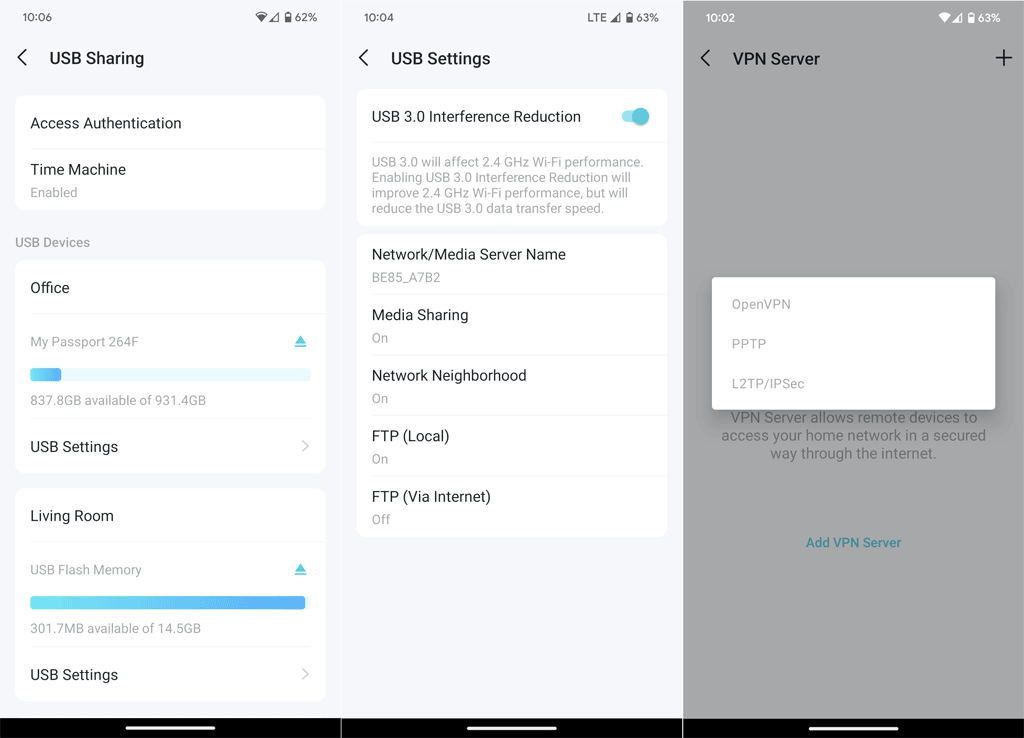 TP-Link Deco BE85 USB and VPN